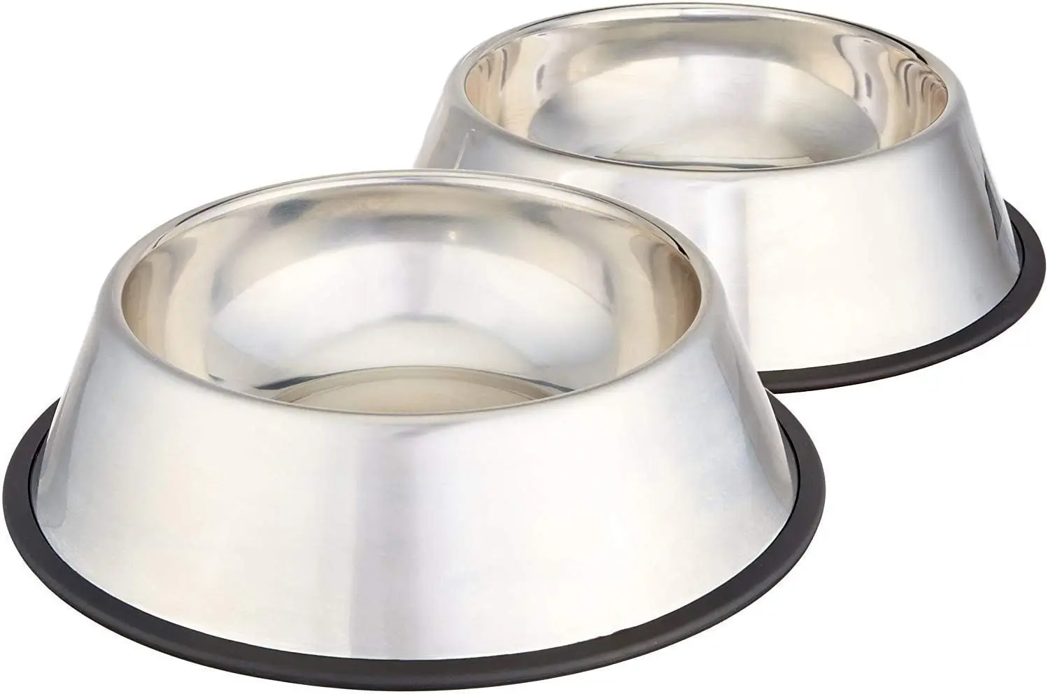 

Stainless Steel Non-Skid Pet Dog Water Food Bowl 2-Pack, 10x2.8 Inches Each Holds 38oz
