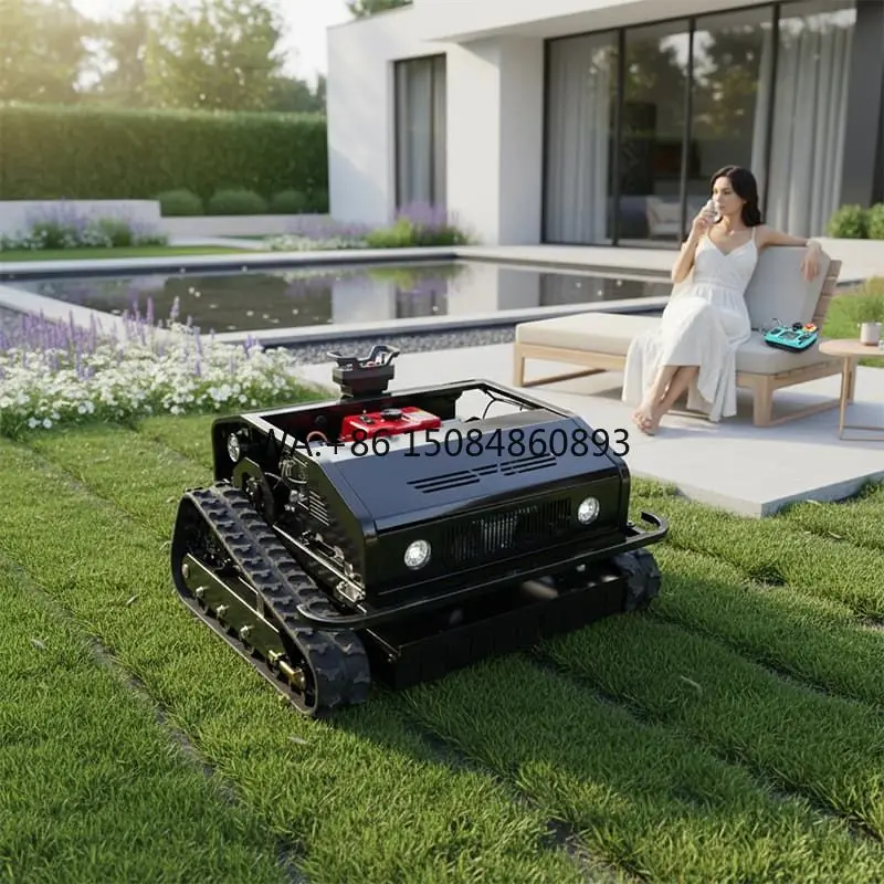 

CE Certified New Design Cutting Width 800mm Self-Propelled Crawler Design Intelligent Remote Control Lawn Mowing Robot