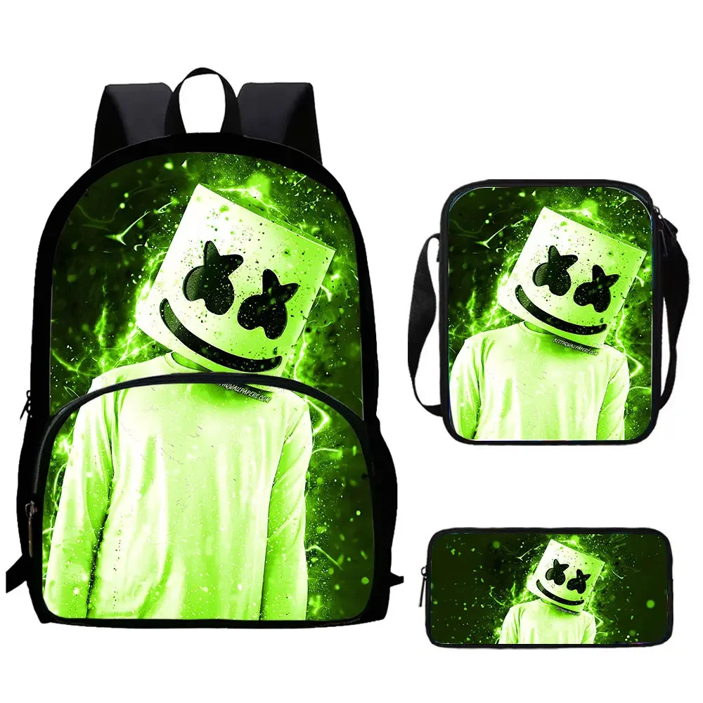 Cartoon MARSH-M-MELLO DJ Prints Child Backpack,Shoulder Bags,Pencil Bags for 4-8 Years Old Anime School Bag for BoyGirl BestGift