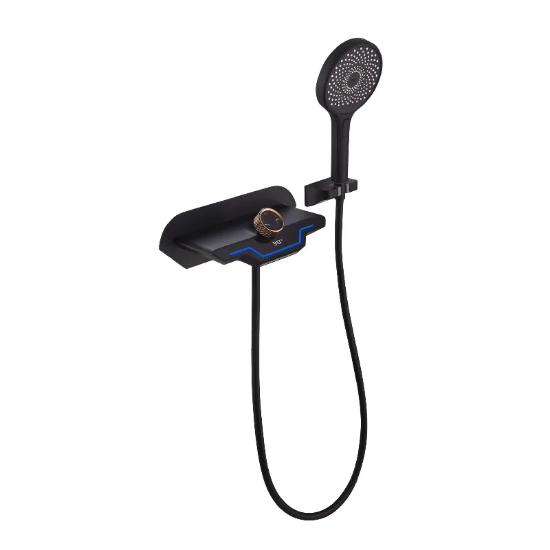 

copper hot and cold faucet atmosphere lamp basin bathtub concealed waterfall rack temperature display temperature control