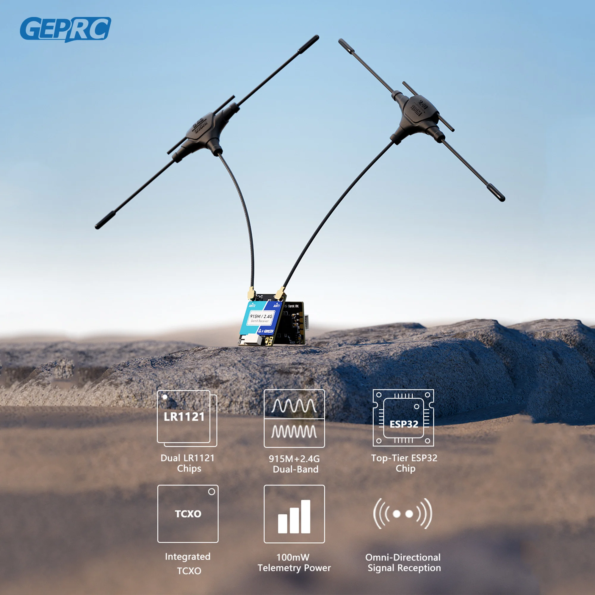 

GEPRC ELRS 915M/2.4G Gemini Xrossband Receiver TX Module Dual-RF LR1121 Chip DIY FPV Drone Quadcopter Longrange Freestyle Parts