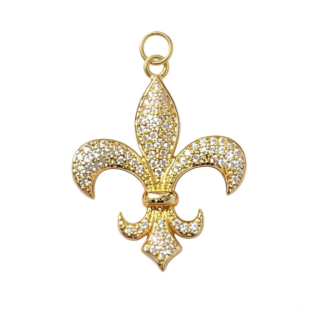 5pcs Zirconia Pave Copper Fleur-de-lis Charms Women's DIY Jewelry Making Supplies for Necklaces And Earrings