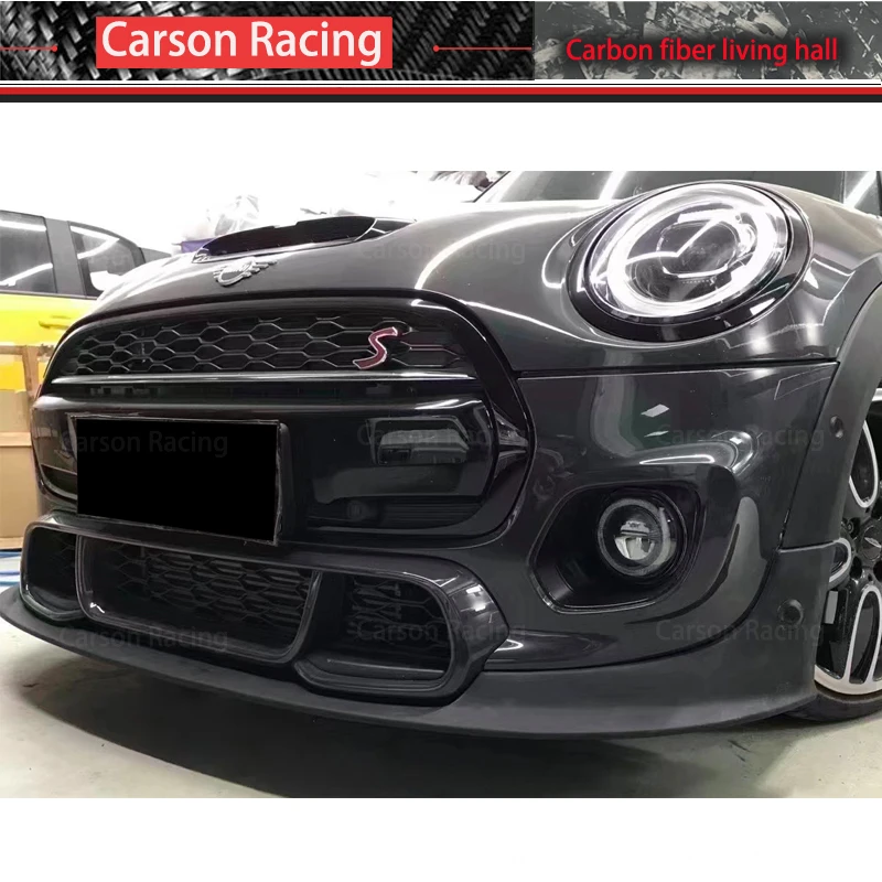 Voor MINI F55 F56 JCW Real Carbon Fiber Glas Voorbumper Lip Trim Body Kit Tuning Natte Forge Carbon Bumper Lip