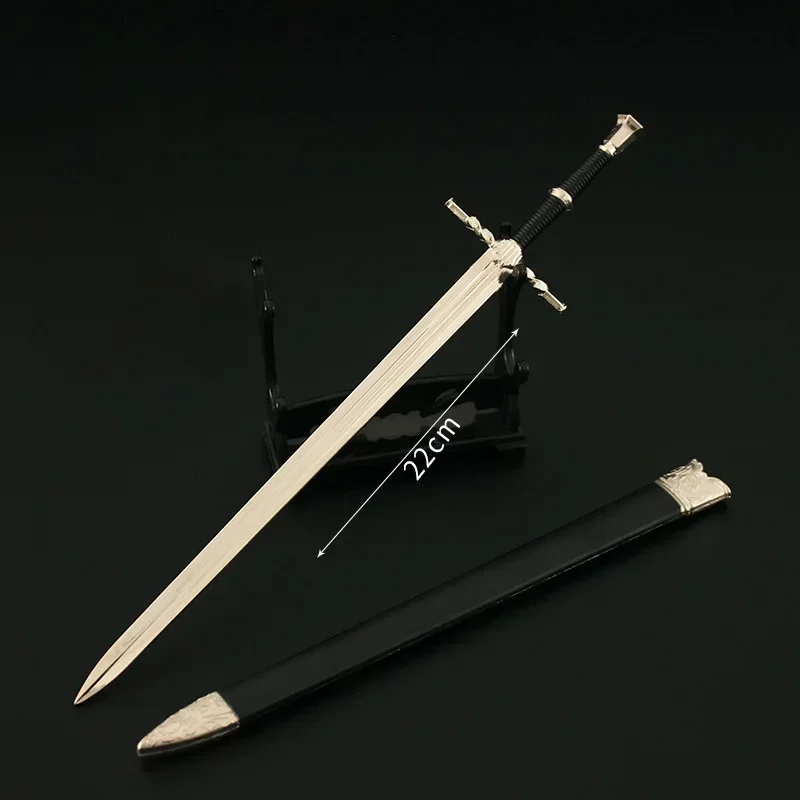 Wilde Jacht Wapen Tovenaar Geralt Witte Wolf Staal Zwaard Spel Perifere 22Cm Ridder Metalen Zwaard Wapen Model Ambachten Geschenken Jongen