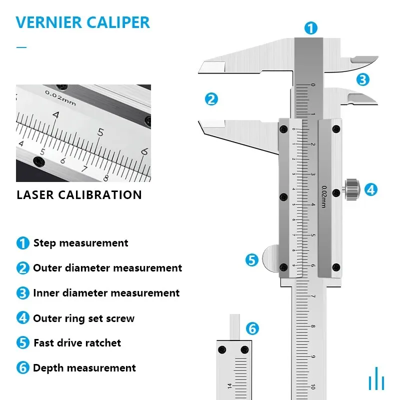 XCAN Calipers Vernier Caliper 0-100mm Precision 0.02mm Carbon Steel Gauge Measuring Instrument Tools