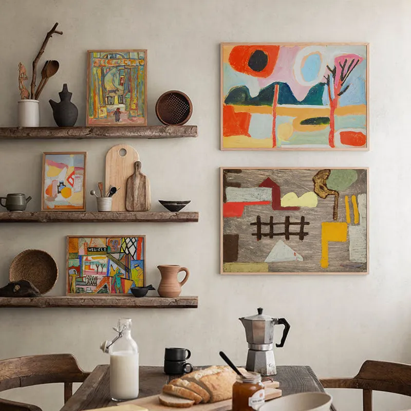 

Sasza Blonder Canvas Poster Abstract Landscape Art Painting Vintage Color Block Still Life Wall Decor Polish Artist Print