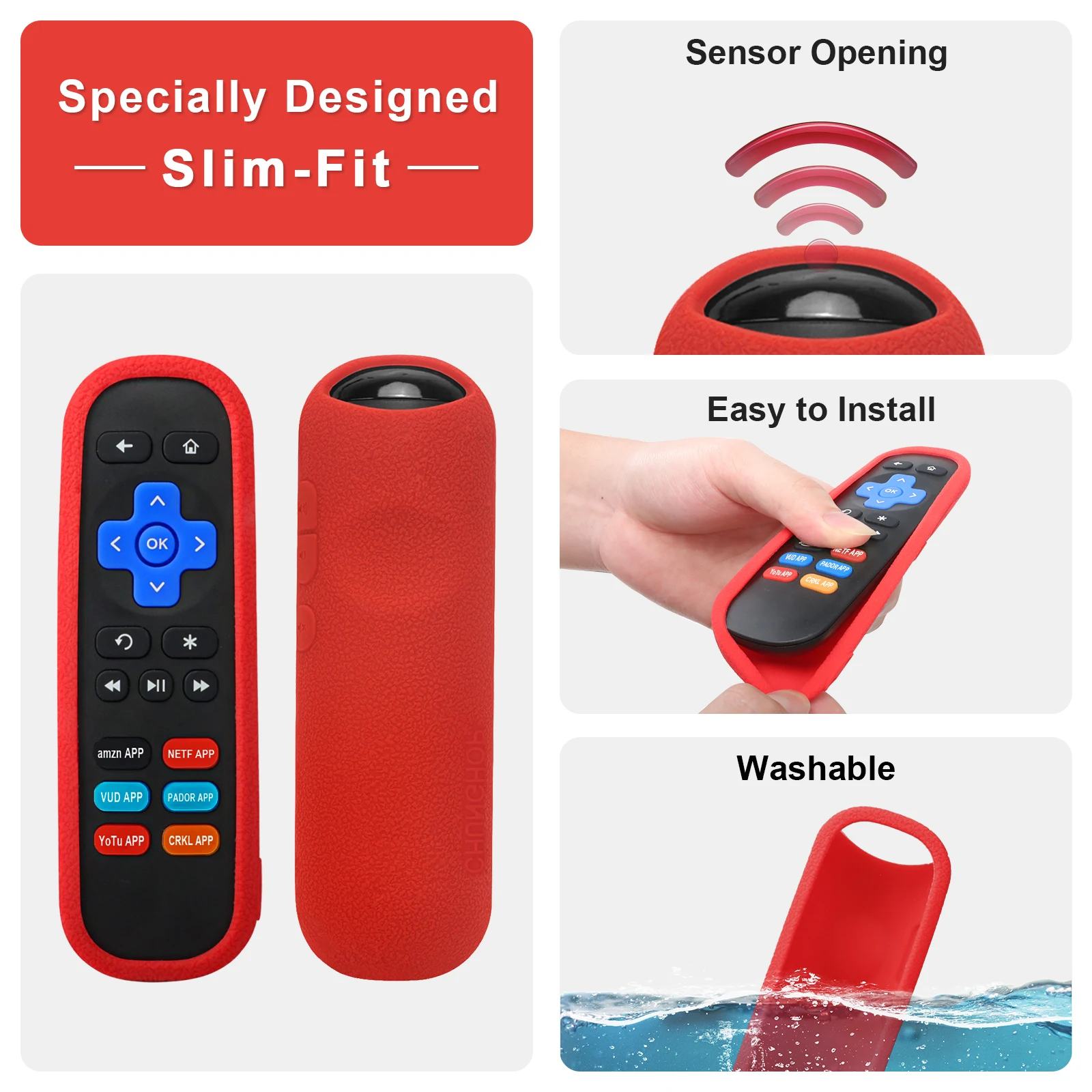 حافظة حماية لجهاز التحكم عن بعد لـ TCL لـ Roku TV 3600R RC280 غطاء مقاوم للصدمات من السيليكون مضاد للفقدان