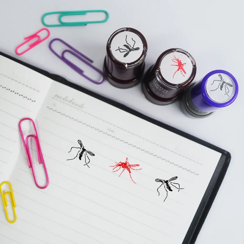1/4pcs Mosquito Pattern Self-Inking Stamp Cute Mosquito Stamp for Student DIY Craft Scrapbooking Choose Freely Quantity