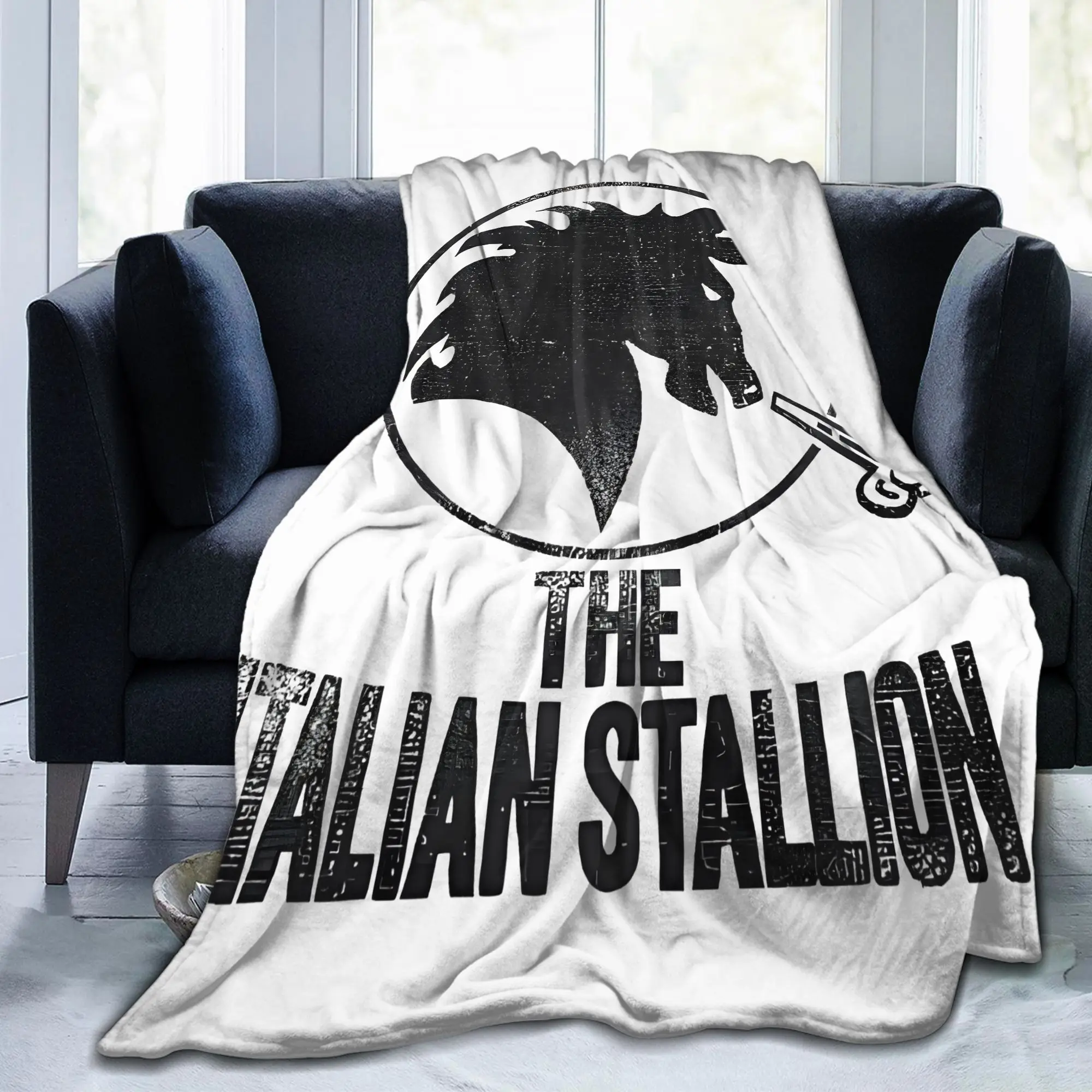 Rockys Italian Stallion Horse Flannel Throw Blanket Boxing Movie for Sofa Knitted Blanket Travel Thin Multi-function Throws