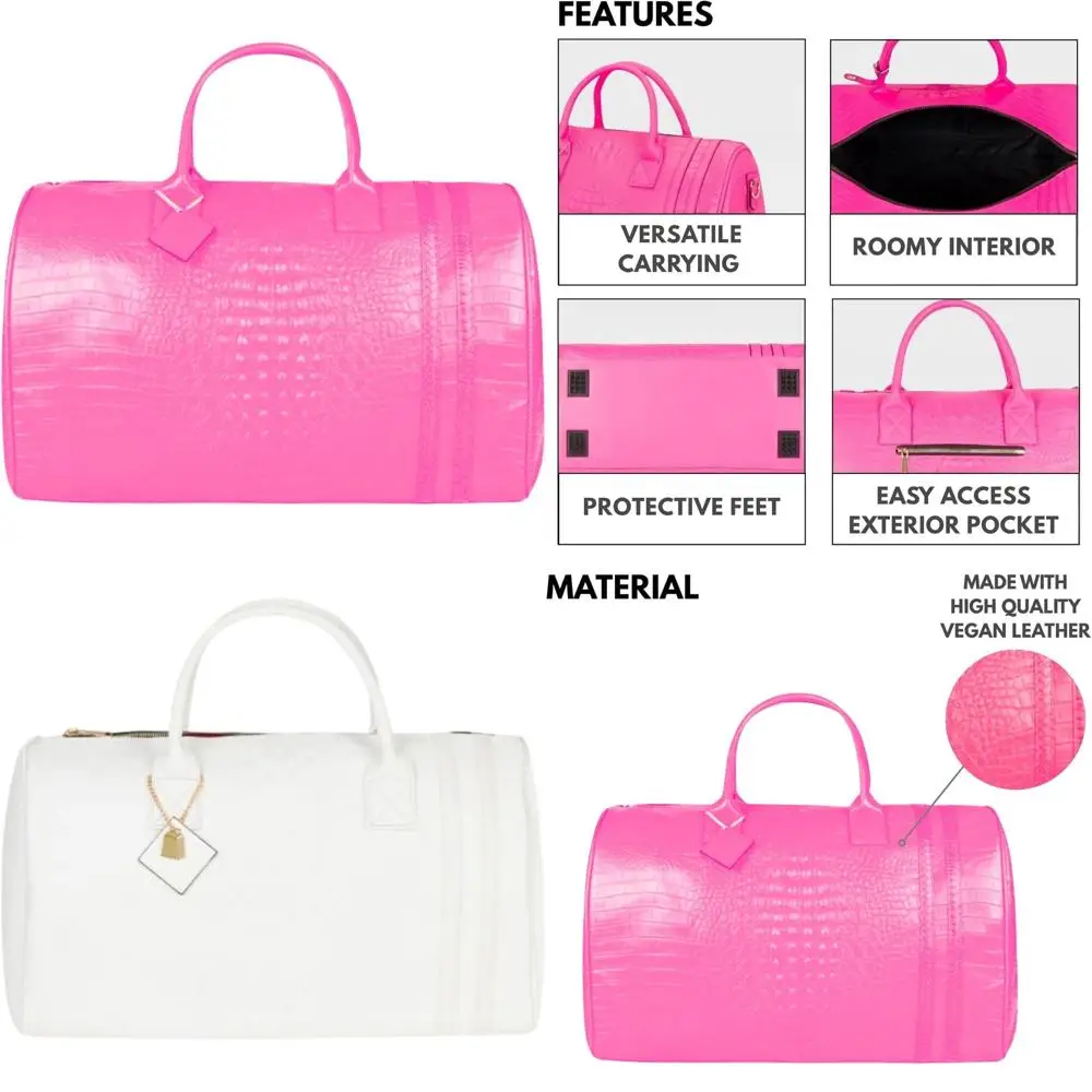 

Спортивная сумка из веганской кожи, одобренная TSA для ручной клади, унисекс, сумка для выходных с золотой фурнитурой для спортзала и коротких поездок