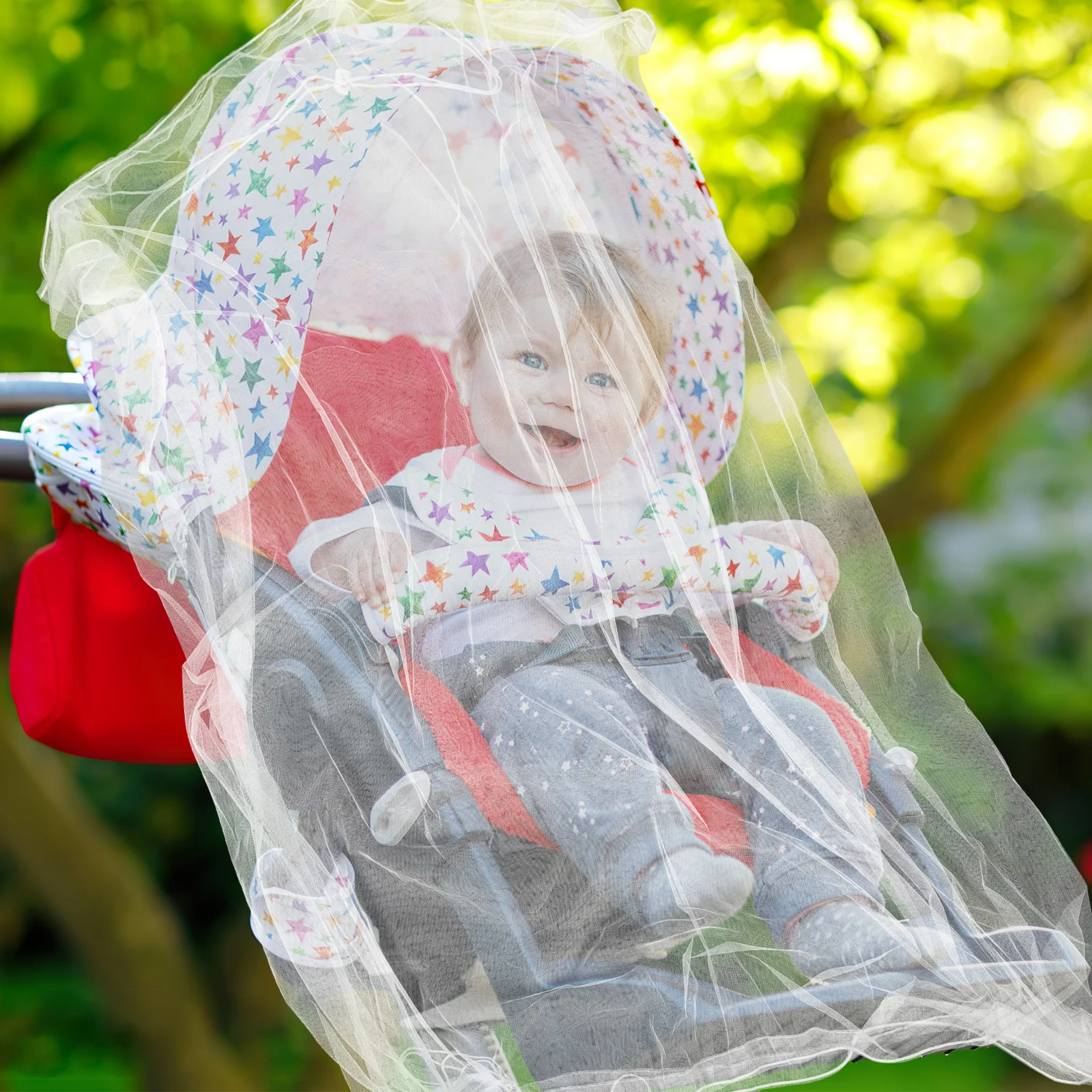 Copertura per zanzariera per passeggino gemellare per bambini Rete di protezione universale Barriera per insetti in rete traspirante per parasole per passeggino esterno