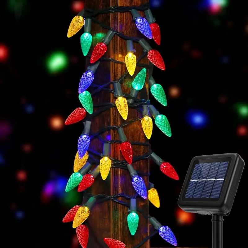Solar Outdoor Decoration with Multiple Modes Strawberry Solar String Lights Garden Fairy Lights Fence Courtyard Party Waterproof