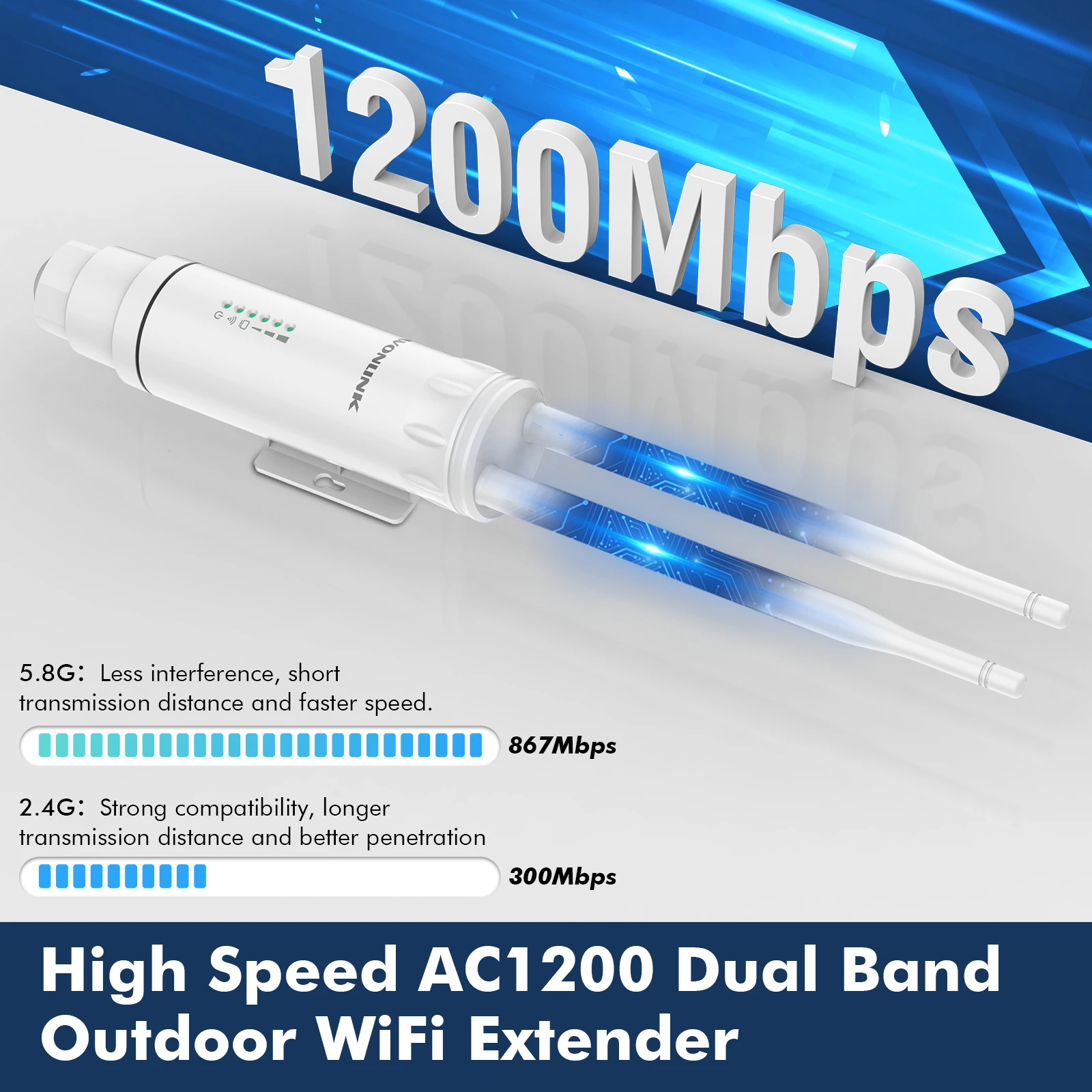 Imagem -04 - Potência Ac1200 Ponto de Acesso ao ar Livre Wifi Roteador Repetidor ap 5g Mais 2g à Prova de Intempéries Longo Alcance Omnidirecional Wifi Antena Estender Alta