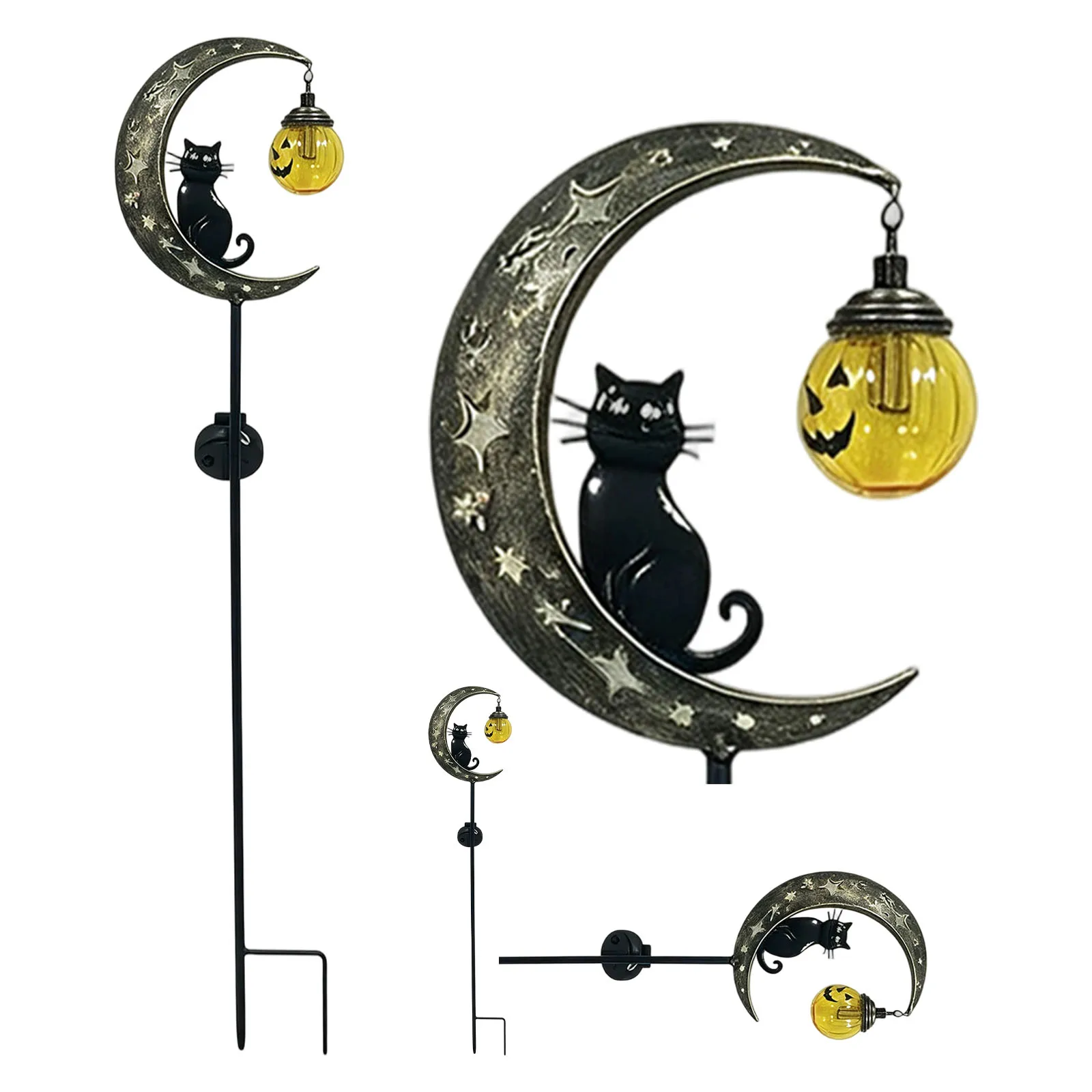 Garden Floor Lamps Halloween Moon Cat Solar Light Stake Outdoor Decor Spooky Lantern Garden Gardening Supplies Decoration 2026