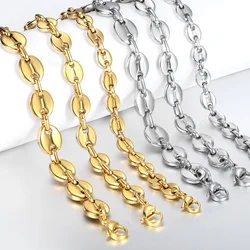 7/9/11mm Stainless Steel Coffee Beans Marina Link Chain Bracelets For Men Women Bracelet Jewelry Gifts