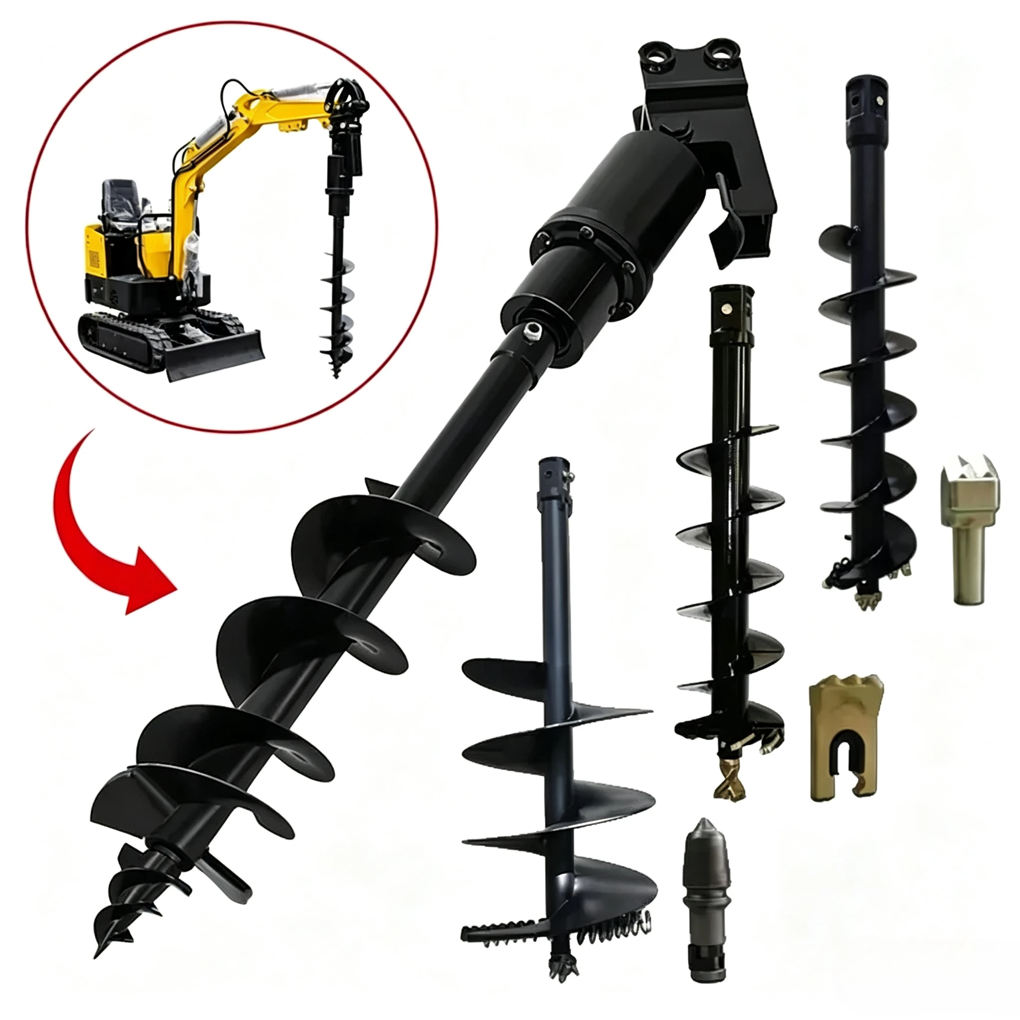 Excavator Accessories Auger for Drilling the Ground WTH Brand Earth Drill With Teeth