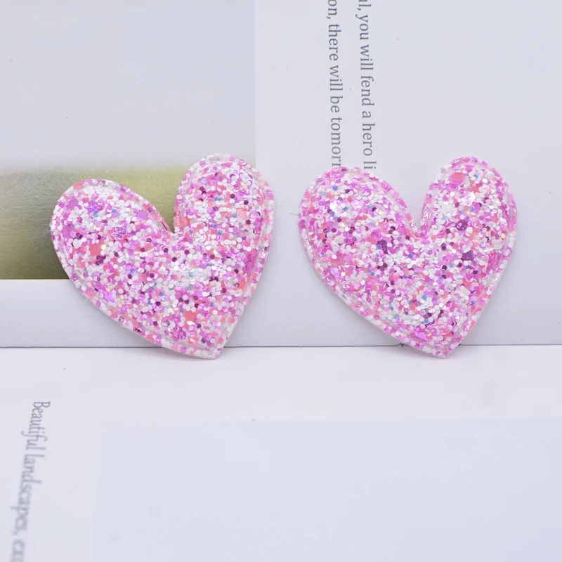 12Pcs 50*45mm Padded Fluorescence Fabric Heart Applique for Clothes Hat Sewing Supplies DIY Headwear Hair Clips Band Accessories