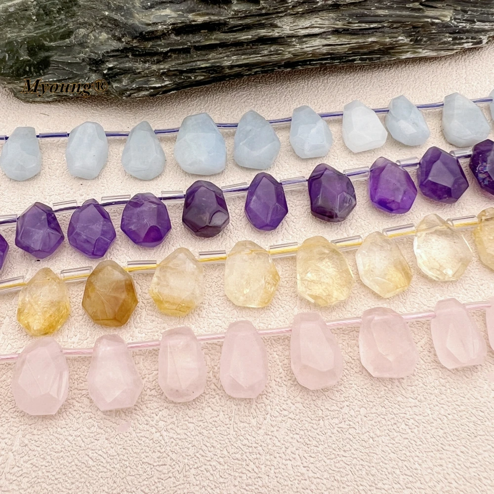 Top Drilled Exquisite Faceted Natural Crystal Rose Quartzs Amethysts Citrines Aquamarines Charm Loose Beads For DIY Jewelry