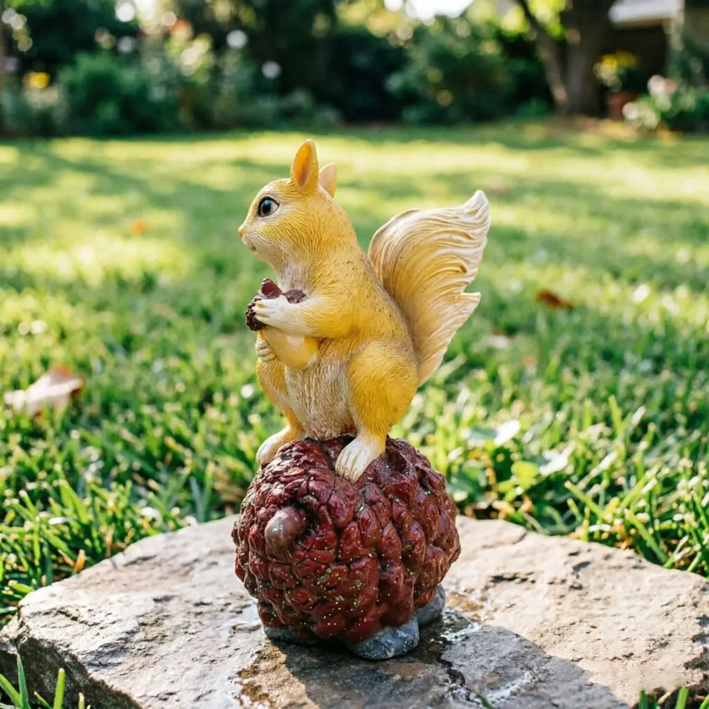 Realistic Squirrel Statue Resin Lifelike Animal Figurine Outdoor Garden Decor for Patio Yard School Playground Decoration