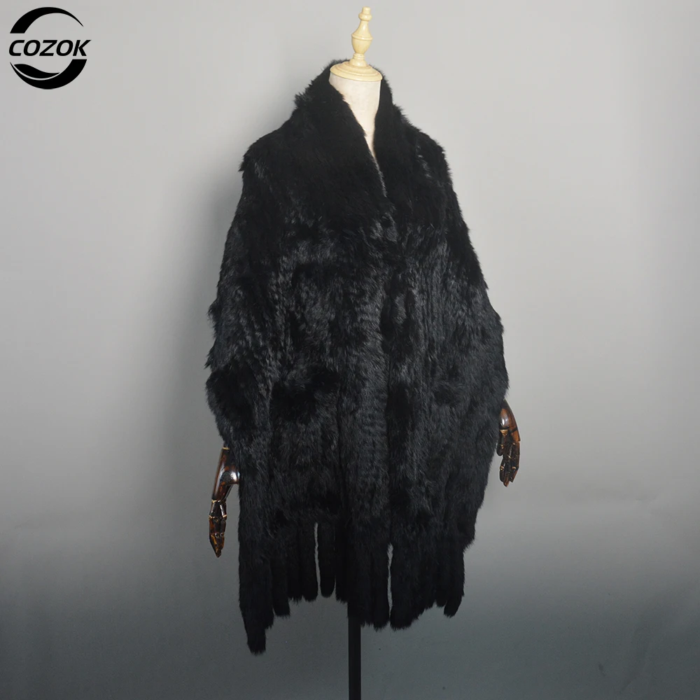

Lady Luxury Authentic Rabbit Fur Shawl Scarf Winter 100%Natural Rabbit Fur Real Scarf Shawl Fashion Genuine Rabbit Fur Ponchos