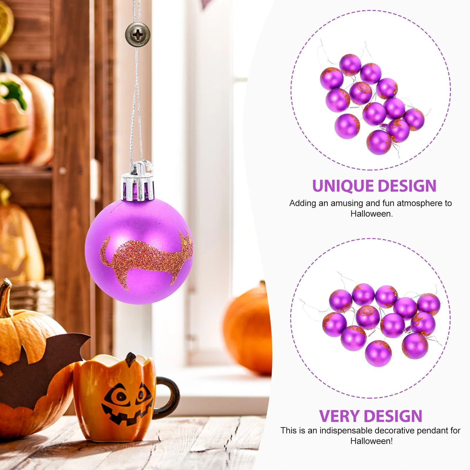 

12pcs Painted Balls Hanging Ball Ornaments For Halloween Party Decorations Supplies Hanging Decor Halloween