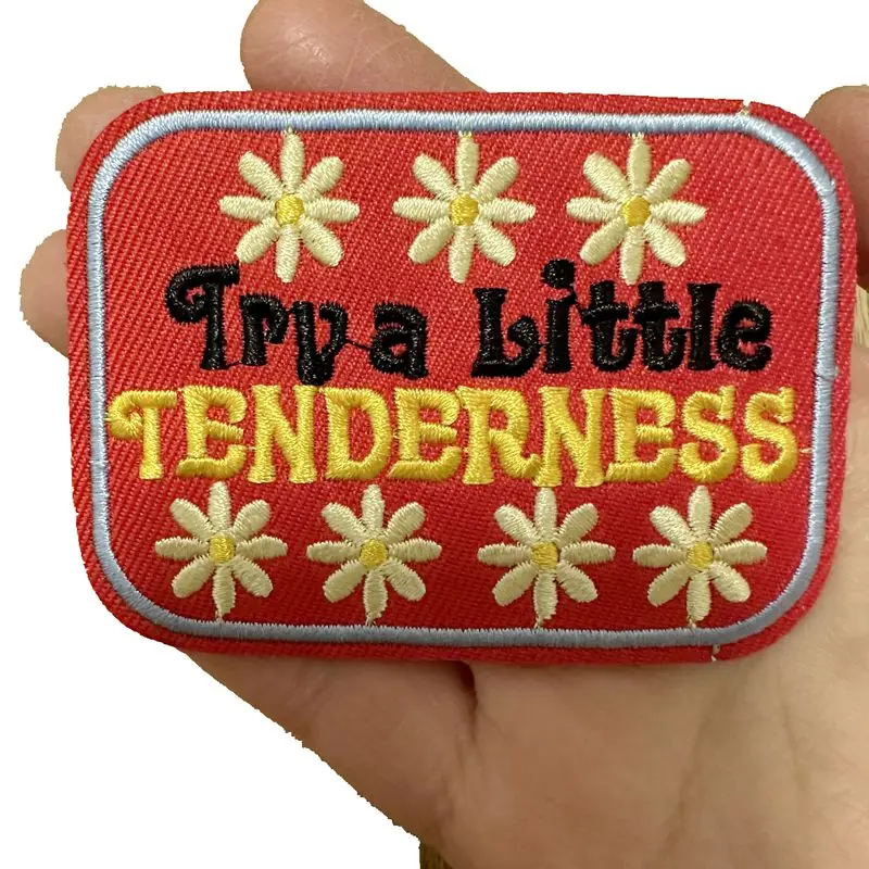 TRY A LITTLE TENDERNESS LETTER PATCHES IRON ONL RED BADGE FOR CLOTH DIY LADY GARMENT ACCESSORY Embroidered Patches Appliques