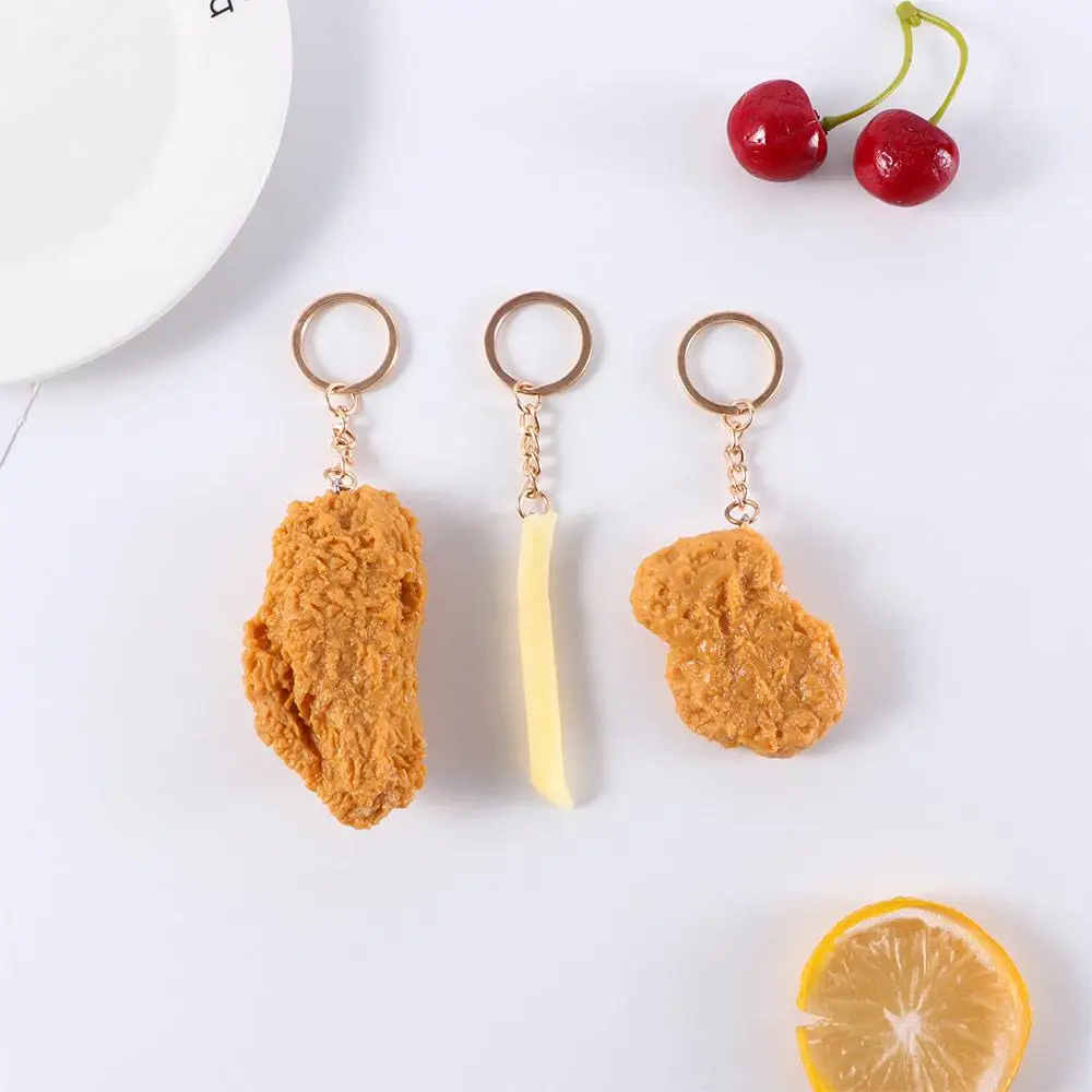 

Fried Chicken Legs French Fries Chicken Nuggets Fried Chicken Key Rings Food Pendant Imitation Food Keychains Key Chains