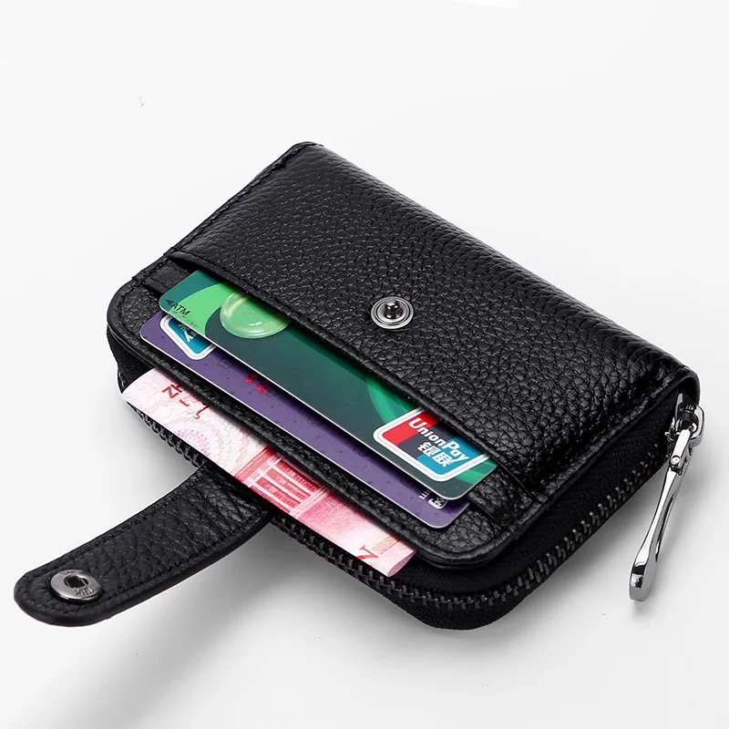 

YUECIMIE Genuine Leather Men Card Holder Black Business Credit Card ID Holder Case Small Wallet For Women Fashion Cardholder