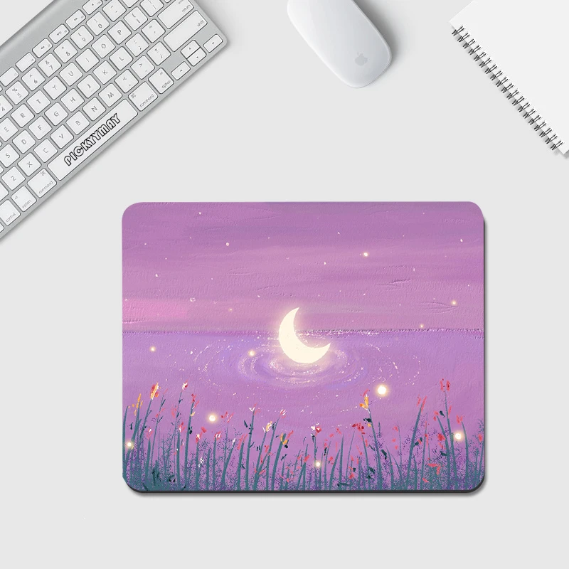 

Scenery Small Mouse Pad Non-Slip Mousepad 18x22cm Little Moon Desk Mat Office Design XS Mouse Mat For Laptop