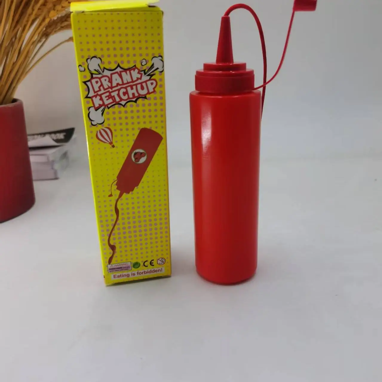 Teasing Tomato Salad Dressing Bottle Prank Creative Toy Empty Bottle Portable EDC Tool