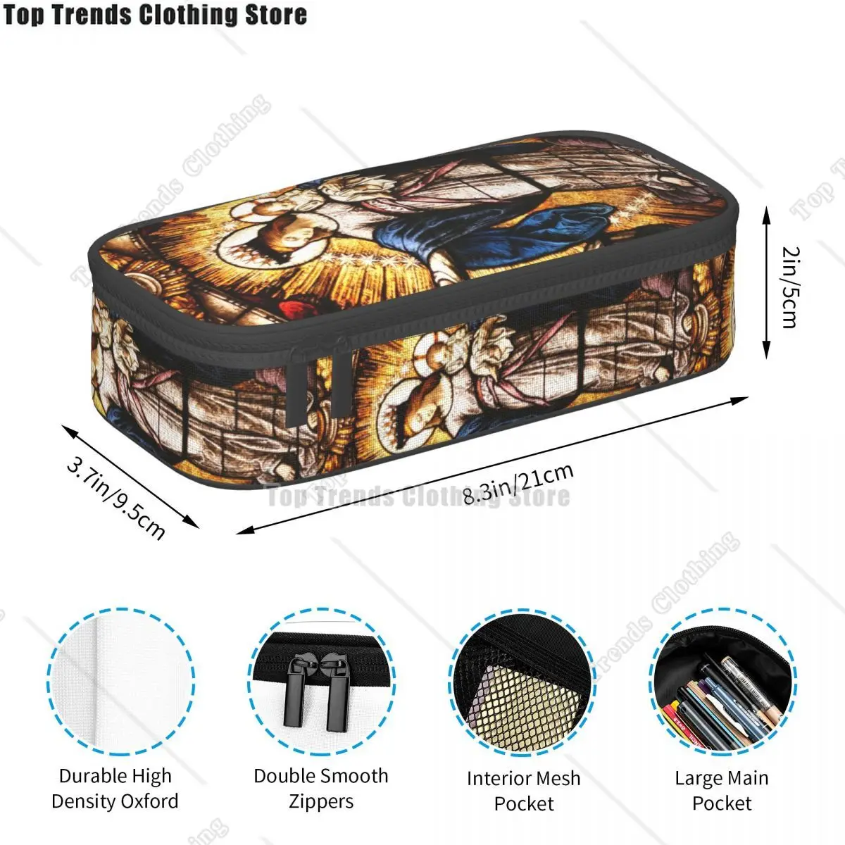 مقلمة مريم العذراء الكورية فتاة صبي سعة كبيرة الكاثوليكية سيدة غوادالوبي صندوق رصاص الطلاب القرطاسية