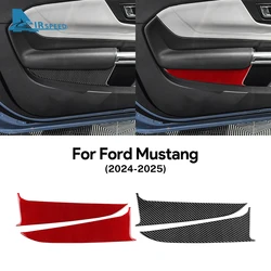 Real Soft Carbon Fiber Sticker For Ford Mustang GT Dark Horse EcoBoost 2024 2025 LHD RHD Car Door Armrest Panel Trim Accessories