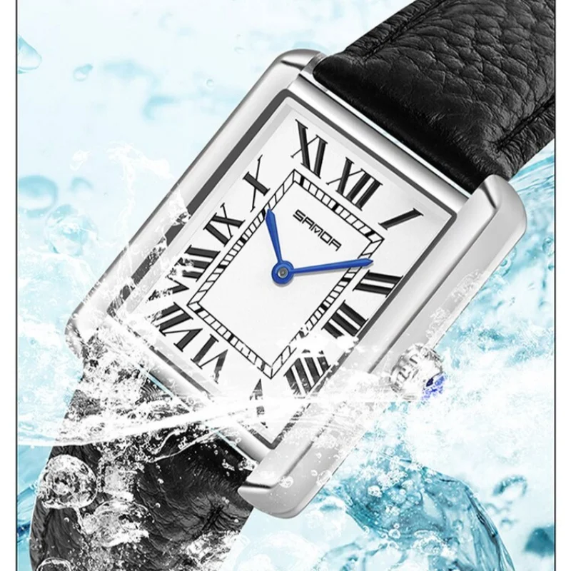 SANDA 1108 Casual Fashion Brand Couple Watches Women Men Waterproof Clock Quartz Wristwatches Leather Strap Ladies Square Watch