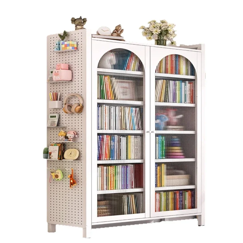 

Steel bookcase opposite the door, dust-proof bookcase, living room storage integrated, movable floor storage