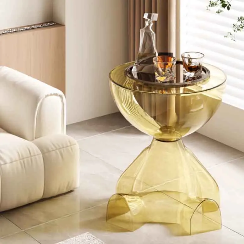 k*-Cartoon Coffee Table, Transparent Plastic Tea Table, Living Room Sofa Side Table, Storage Desk