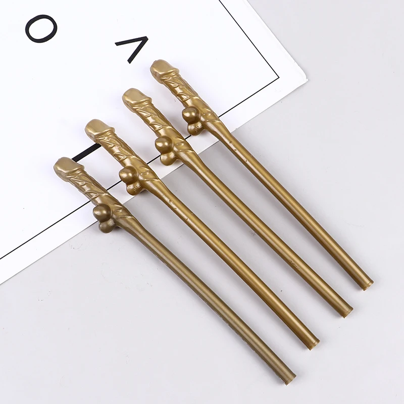 10Pcs Gold Penis Straws Bachelorette Party Decoration Disposable Tableware