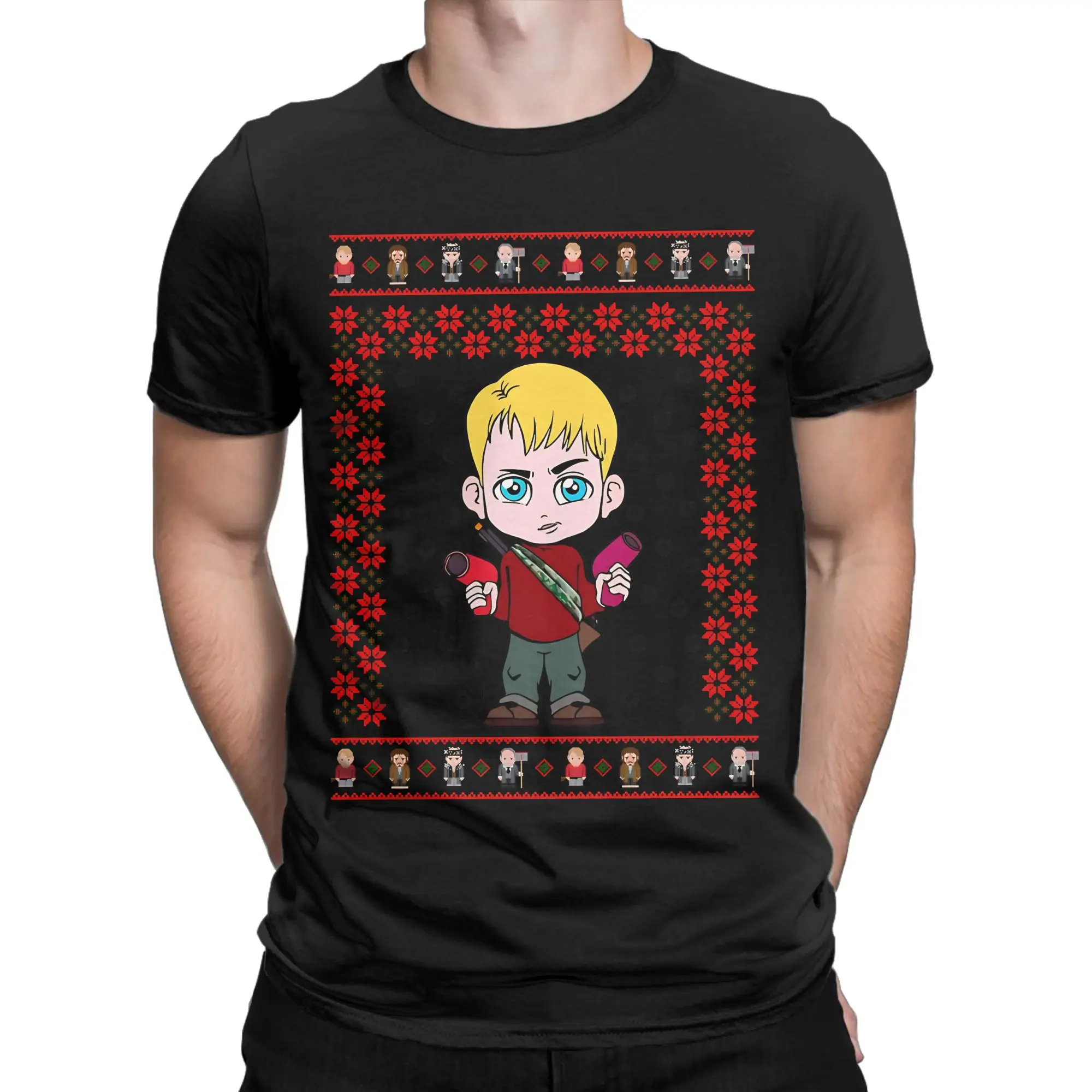 Home Alone Kevin T Shirt Men's  100% Cotton Vintage T-Shirt O Neck Merry Christmas Tees Short Sleeve Clothing Plus Size
