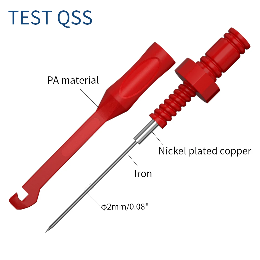 QSS 2PCS Test Hook Non-Destructive Puncture Wire-Piercing Probe with 4MM Jack for Automotive Repair