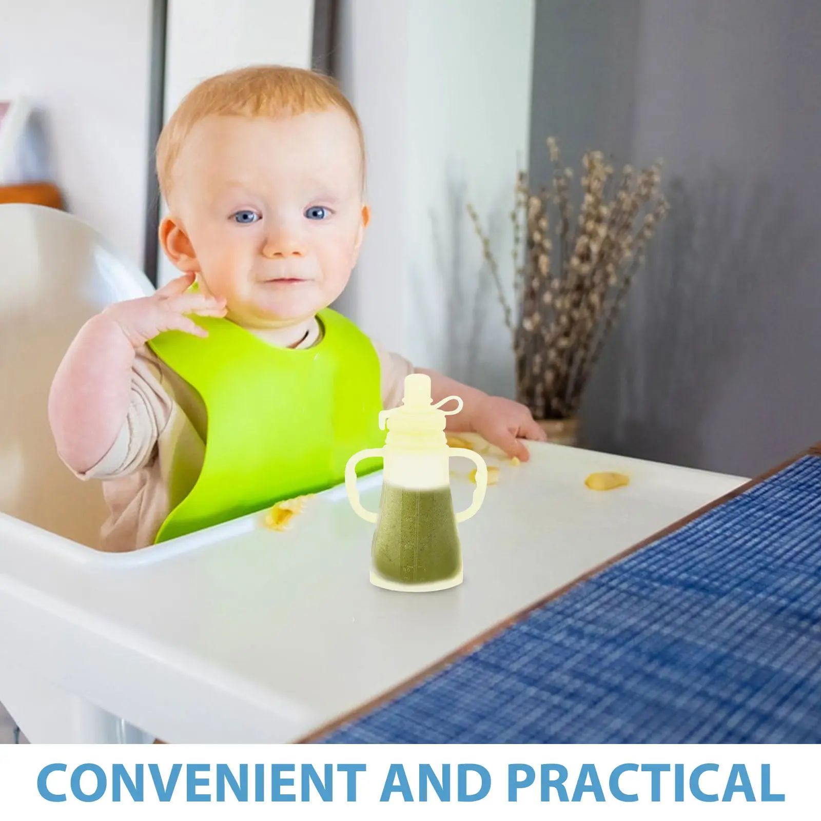 

Silicone Baby Food Pouches Light Green Reusable No Spill Squeeze Pouch Holder Baby Food Containers Smoothies Yogurt Purees