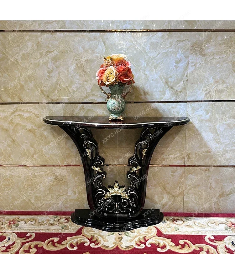

solid wood entrance table, hollow carved decoration light luxury entrance table, living room sofa back few
