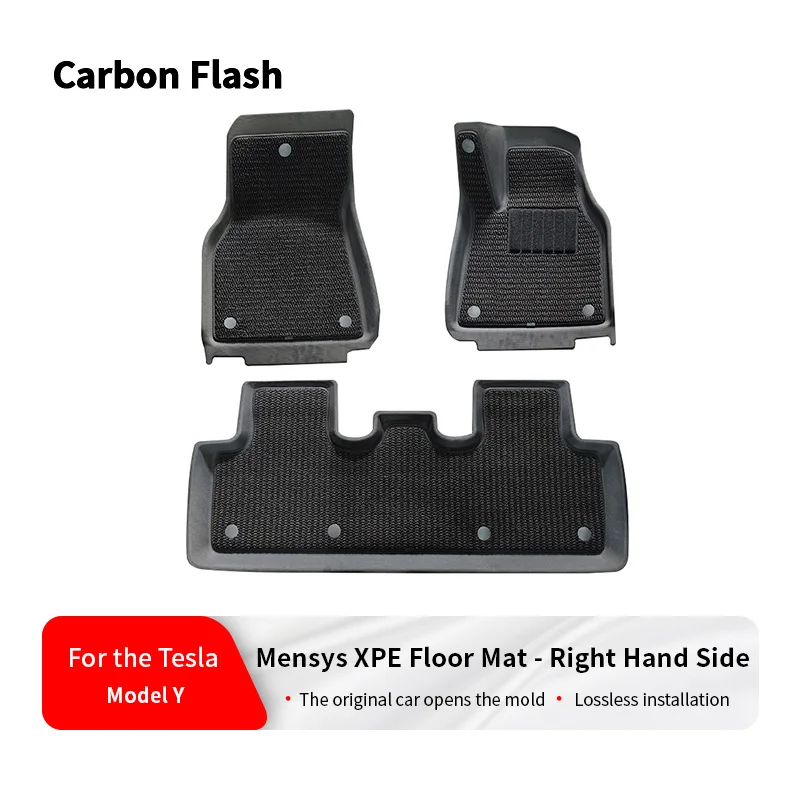 Suitable for Tesla 2021-2024 Model Y Meniscus XPE Floor Mats (Right-Hand Drive, Large Panel with Pedals) Automotive Floor Mats