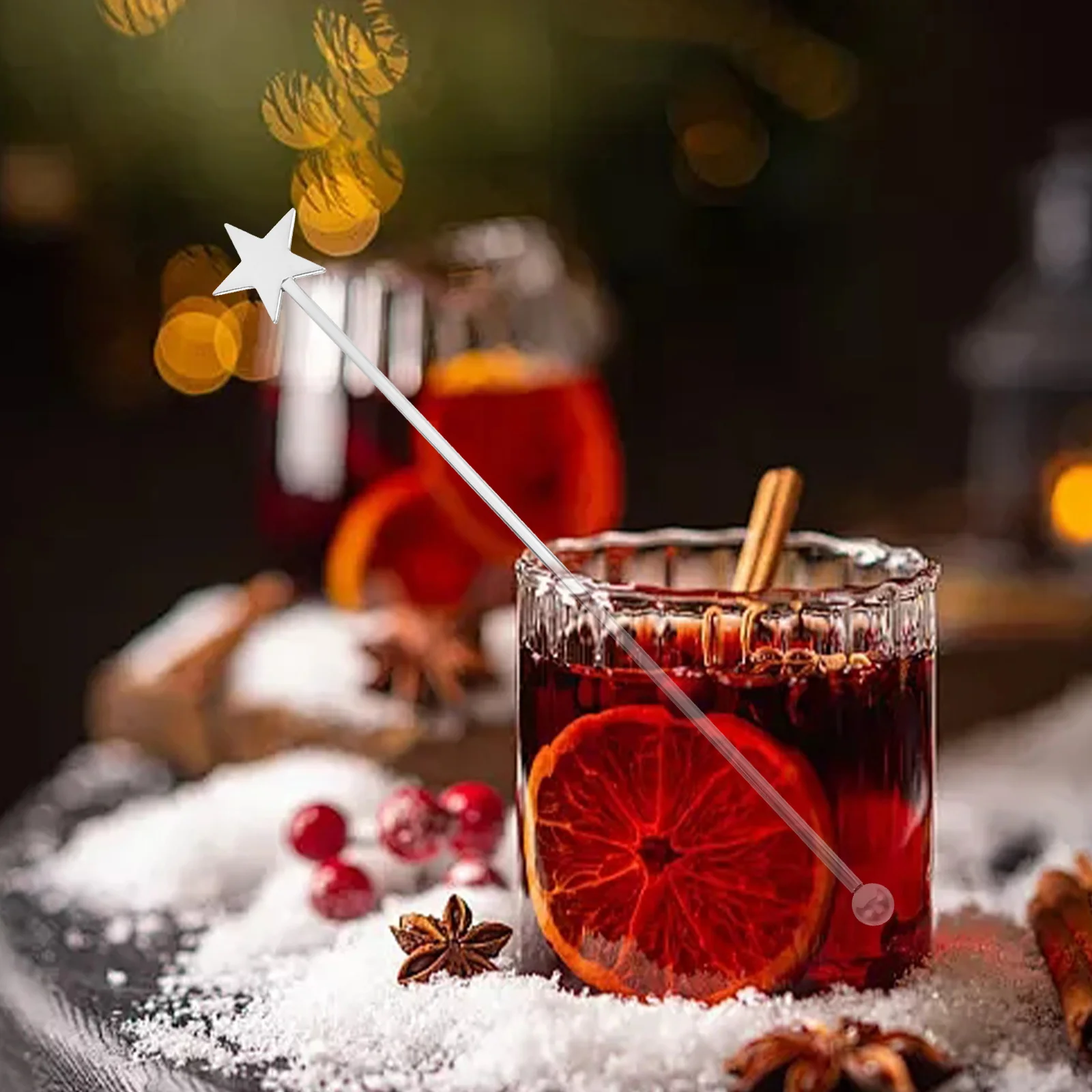 

5Pcs Stainless Steel Cocktail Stirring Rods Star Shape Reusable Drink Sticks for Coffee Cocktail Beverage Party Bar