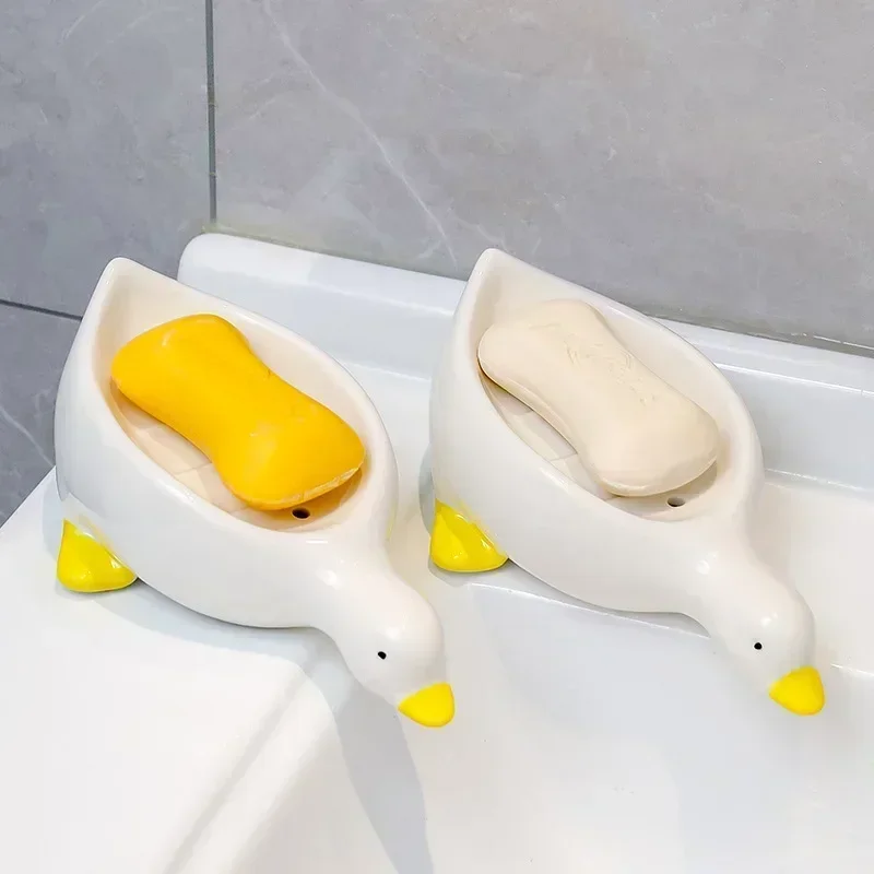 Soap Box Little Yellow Duck Soap Box Cute Toilet Perforated Storage Shelf Storage Body Cleansers