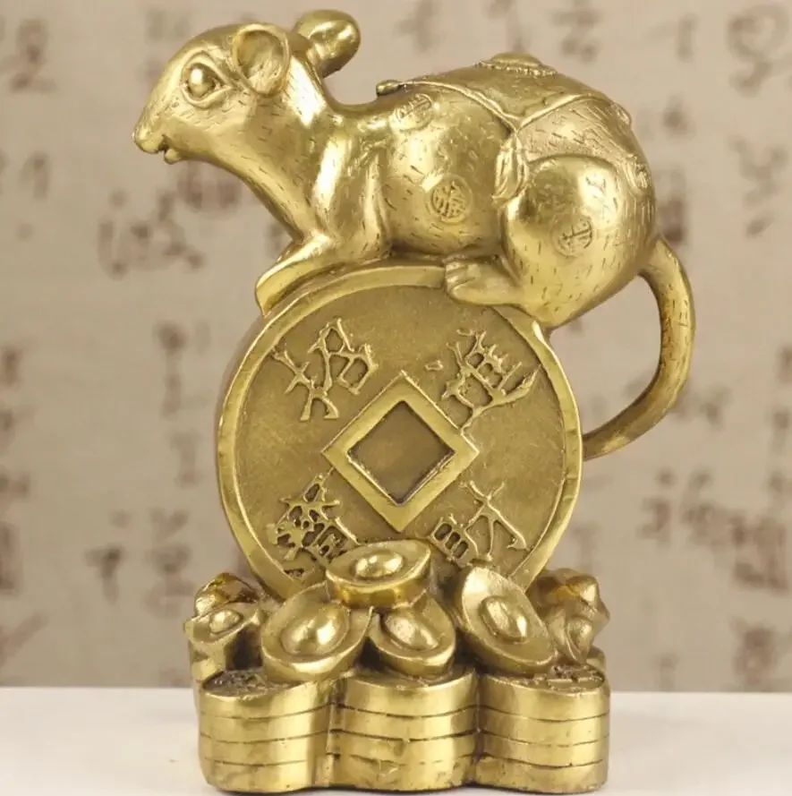Copper Mouse Decoration, Fengshui Home Decoration, Twelve Zodiac Artwork