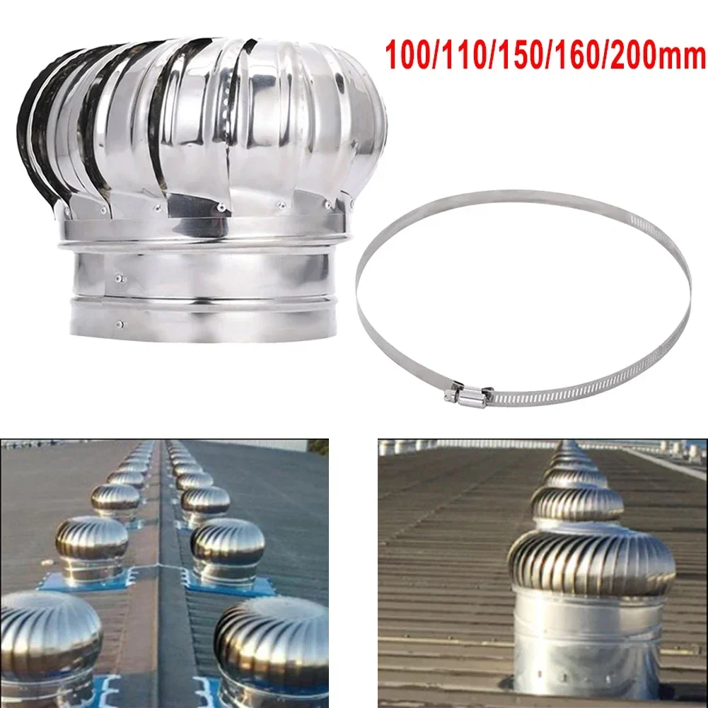 1pc 304 Stainless Steel Roof Ventilator Wind Turbine Vent Attic Ventilator Duct Roof Ventilator 100mm /110mm /150mm /160mm 200mm