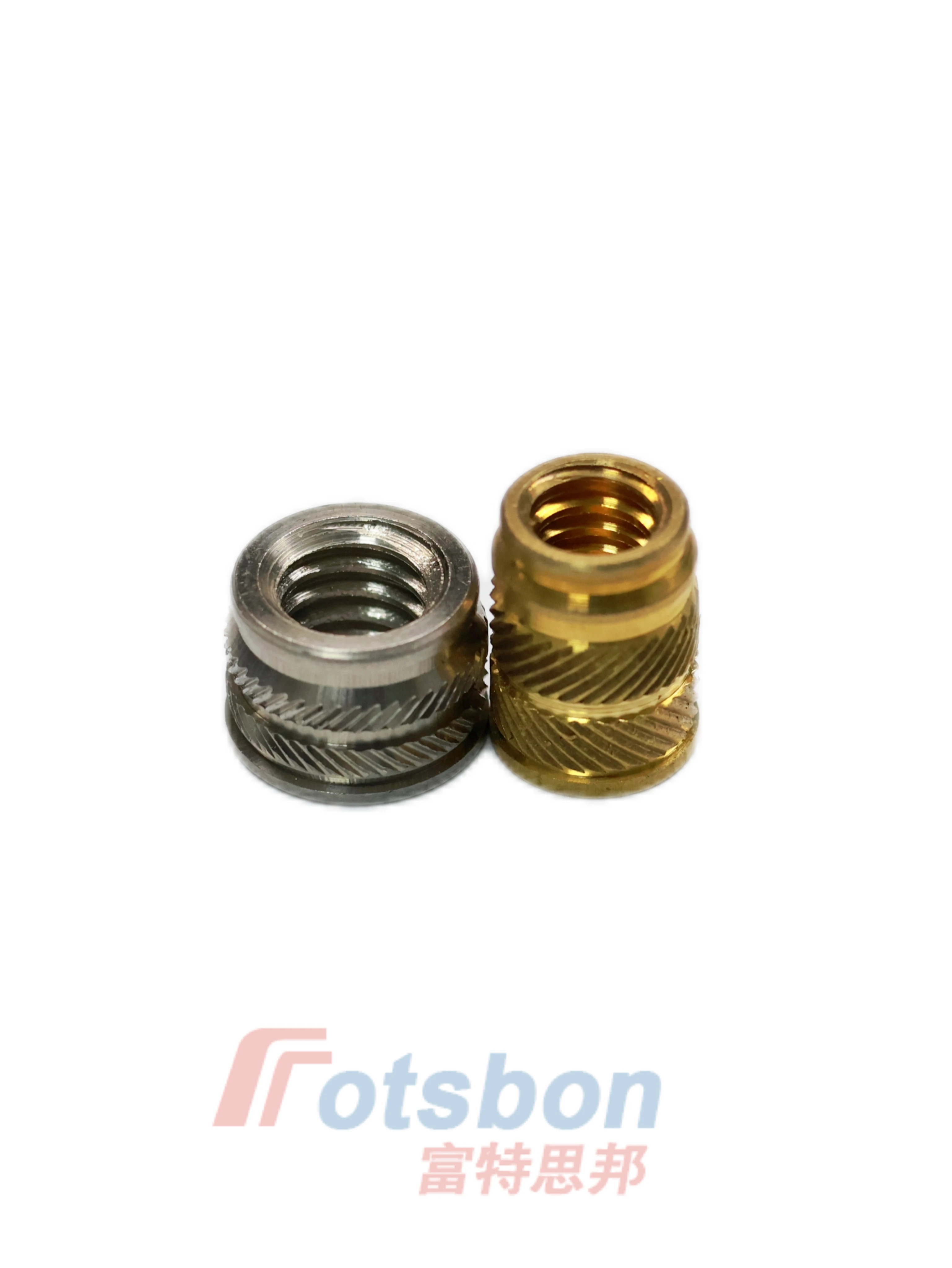 Hot Melt Press Injection Molding Nuts IUB-M4-1/2 Brass Tapered Thru-Threaded Fasteners Ultrasonic Heat Staking Inserts