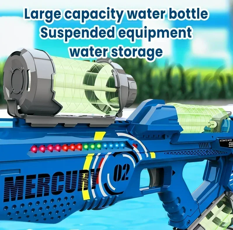 Summer Fully Automatic Electric Water Gun with Light Rechargeable Continuous Firing Party Game Kids Space Splashing Toy Boy Gift