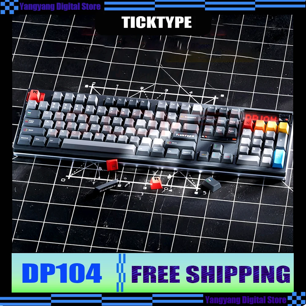 

TickType DP104 Mechanical Keyboard Aluminum CNC Wireless Bluetooth 2.4g Hot-swap HIFI Mute Axis Gaming Keyboard Customized