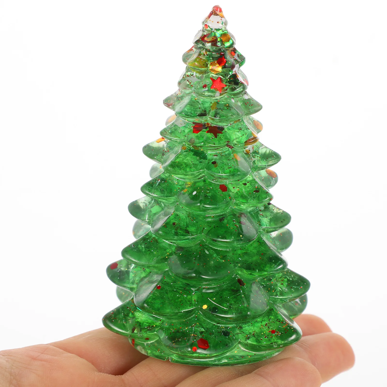 

Crystal Resin Mini Xmas Tree Desktop Decor Small Christmas Tabletop Resin Craft Holiday Village Snow Village Decoration