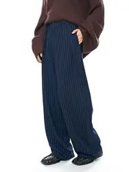 Autumn and Winter Women's Casual Striped High Waist Loose Wide Leg Pants